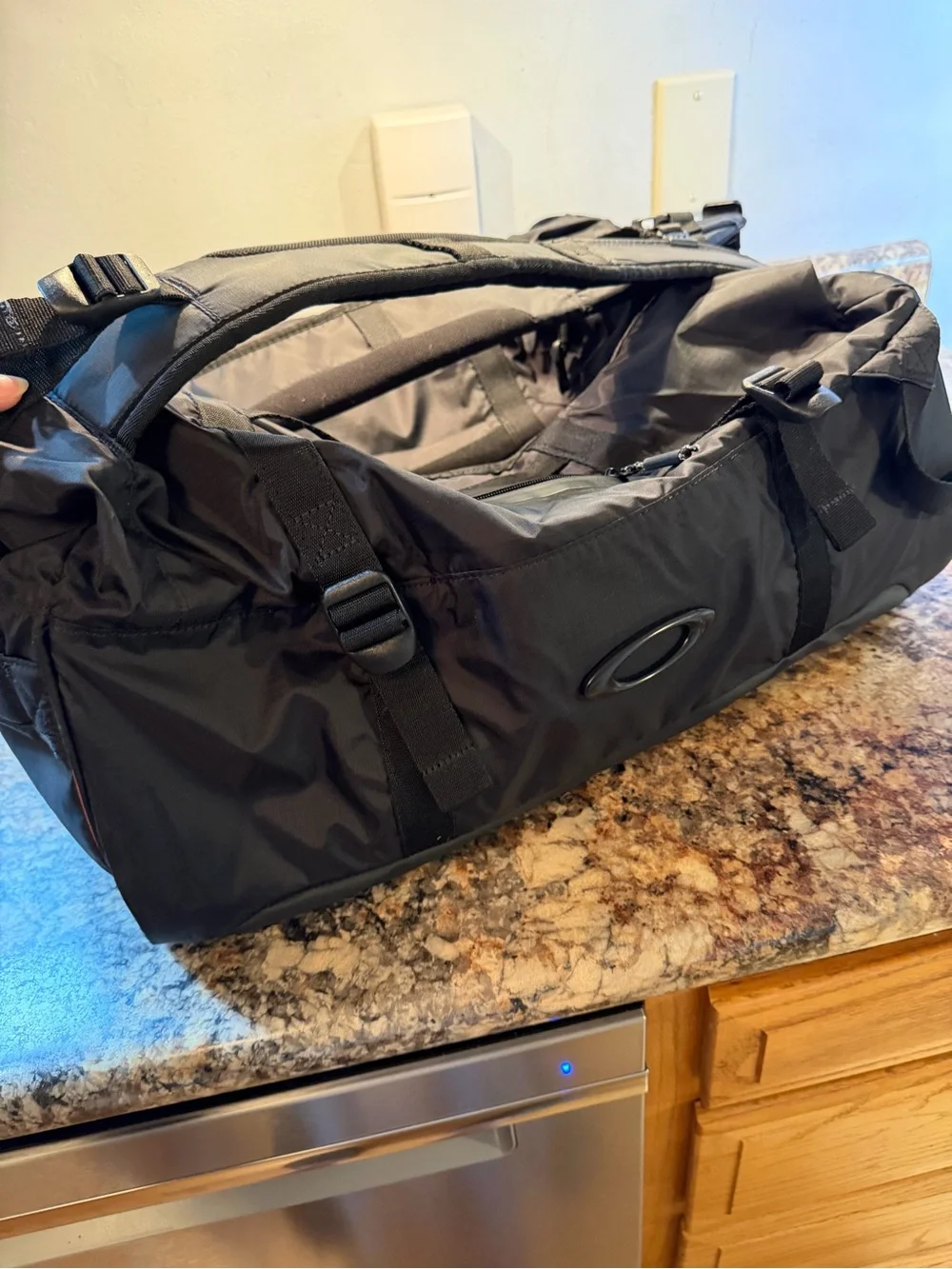Oakley Matte Black Nylon Duffel with Dual Carry Straps